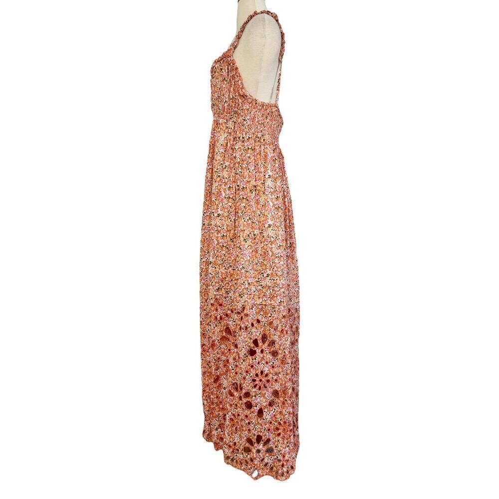 ANTHROPOLOGIE Babydoll Sweetheart Maxi Dress Floral Eyelet Cut Out Hem Sz XL NEW - Picture 11 of 12